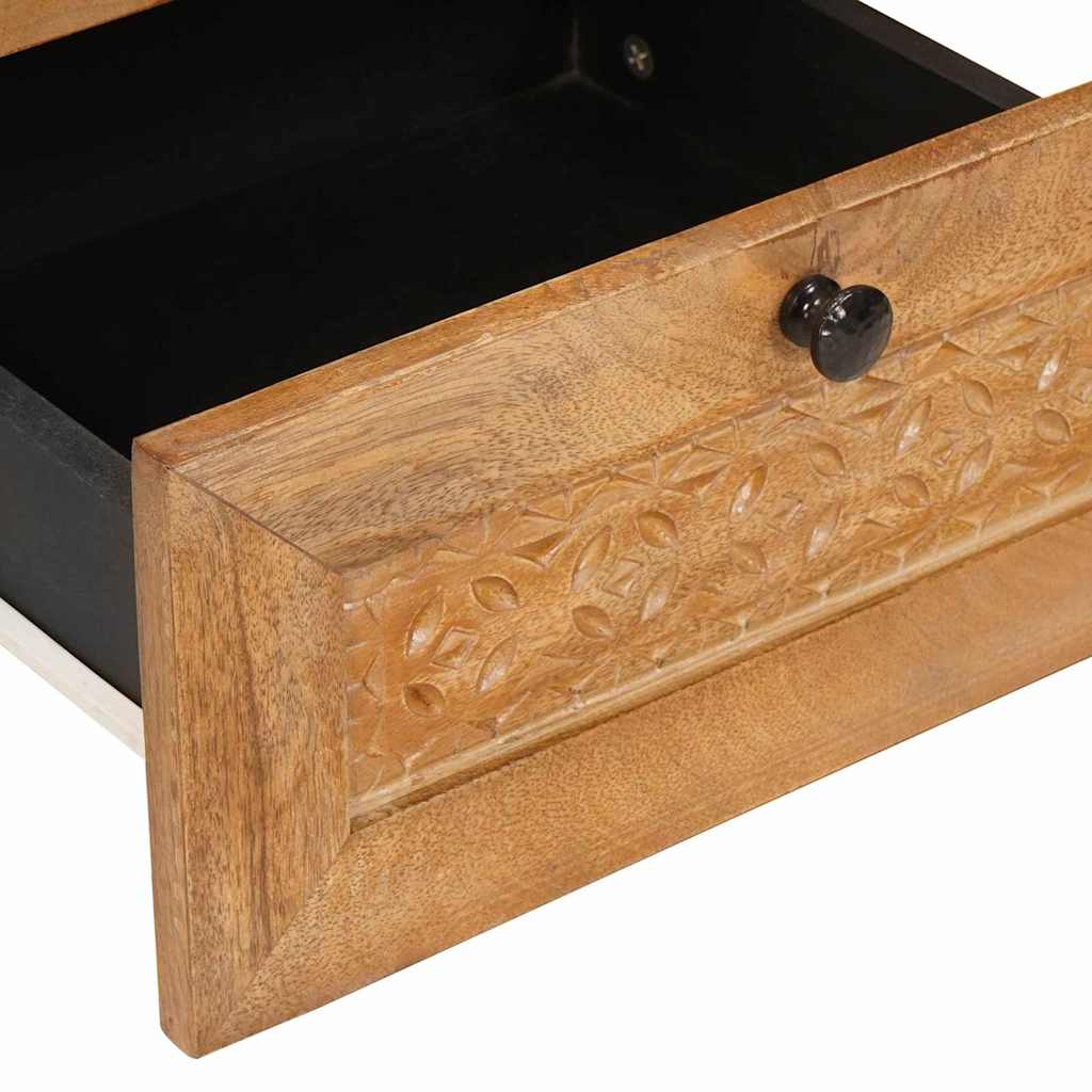 Nattbord Sengbord Brun Lysebrun med skuff 40 x 33 x 46 cm heltre mango