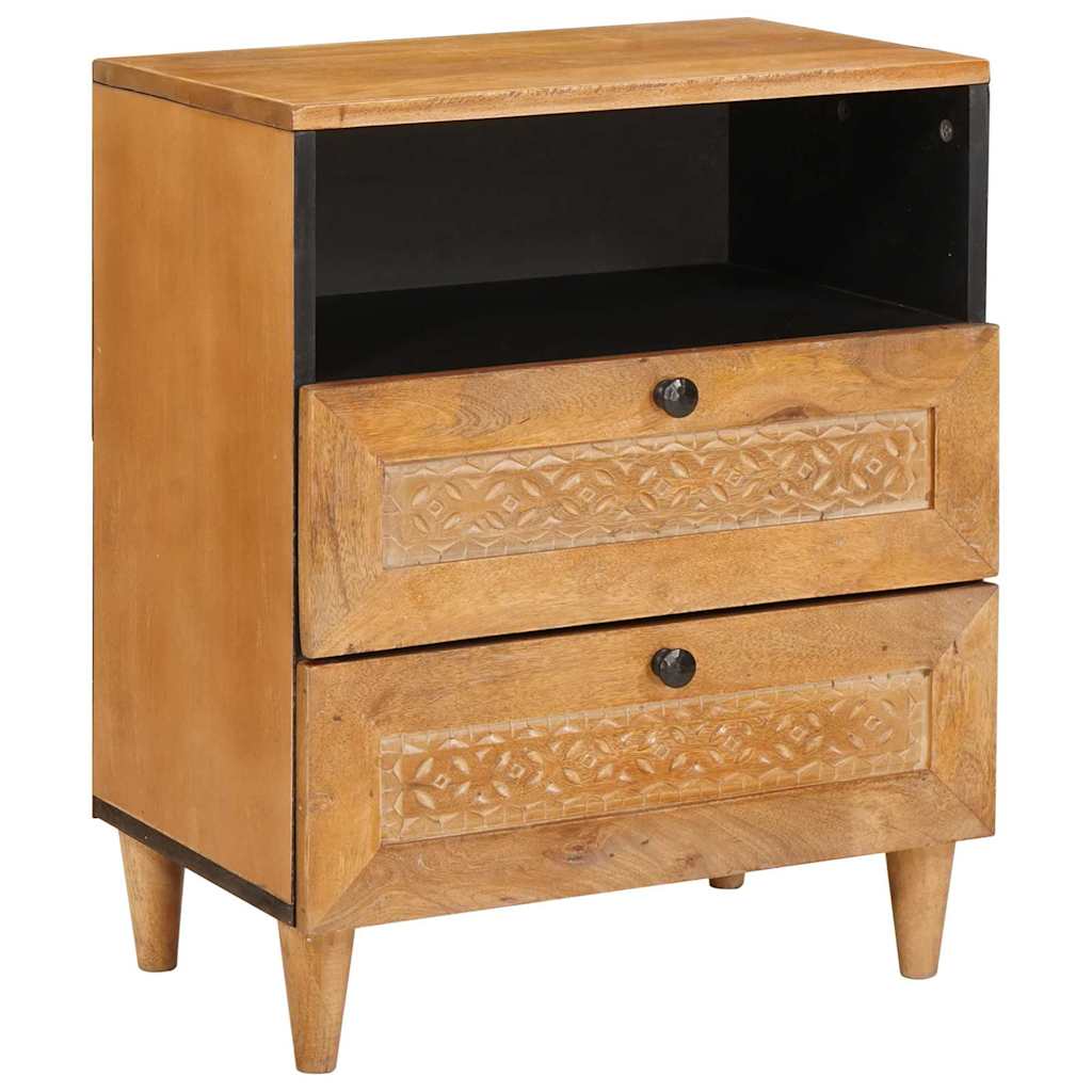 Nattbord Sengbord Brun Lysebrun med skuff 50 x 33 x 60 cm heltre mango