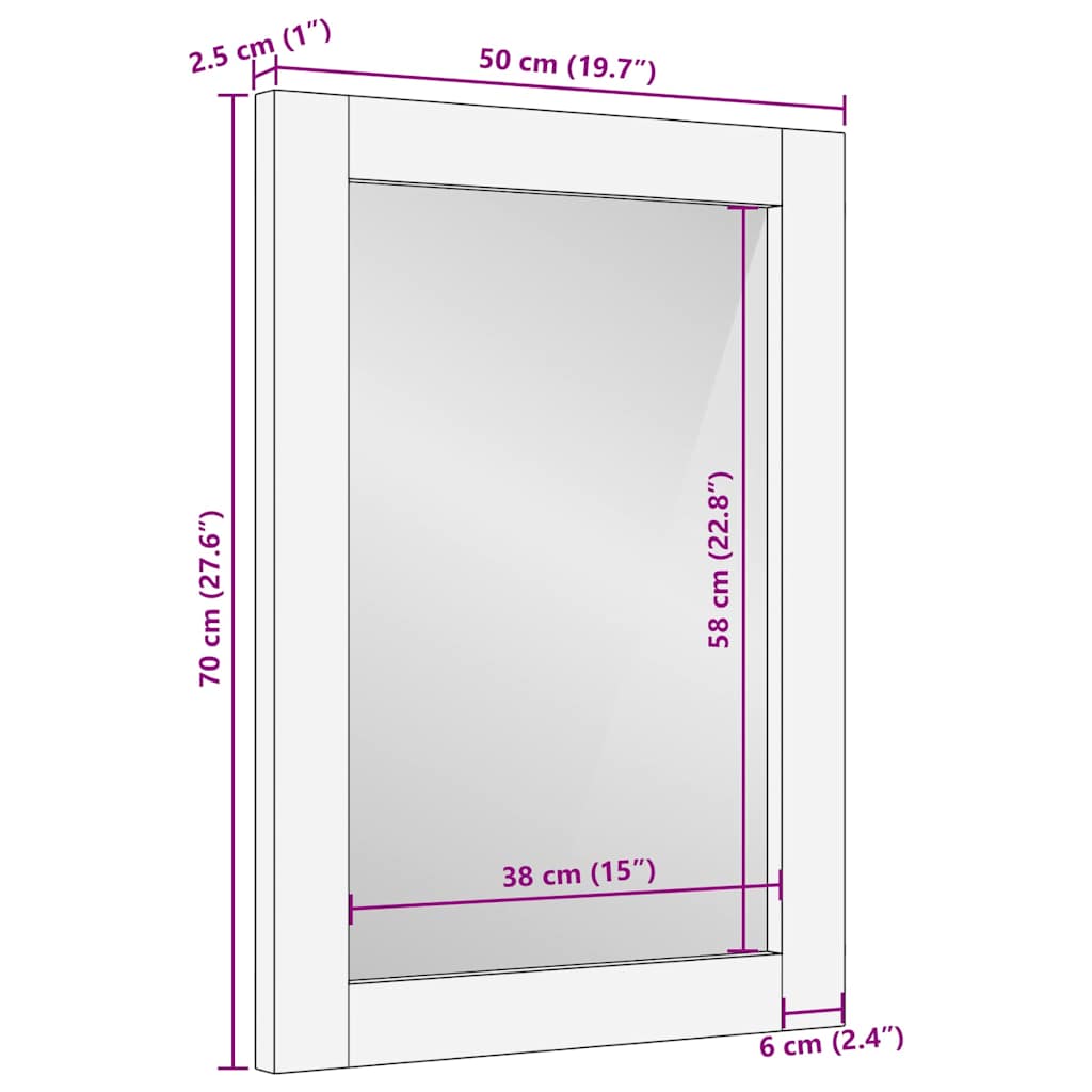Veggspeil med Veggspeil Lysebrun 57 x 70 x 3 cm heltre mango