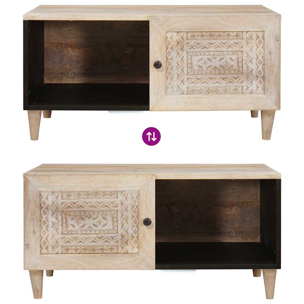 Salongbord Sofabord Tre med hylle med dør Beige 80 x 50 x 40 cm heltre mango