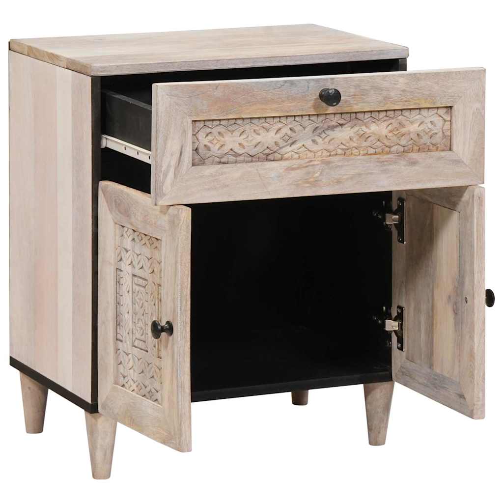Nattbord Sengbord Tre med skuff med dør Beige 50 x 33 x 60 cm heltre mango