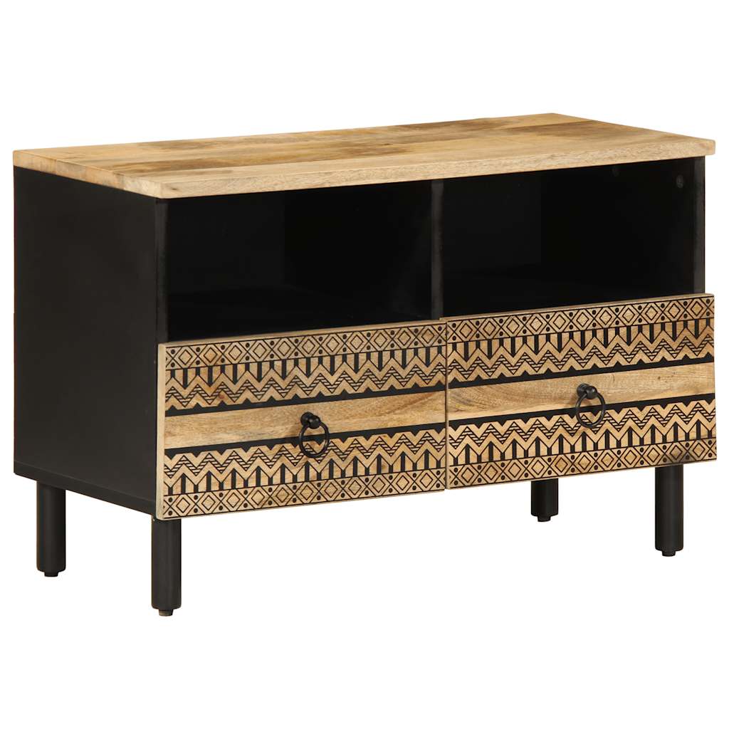 TV-Møbel Svart Tv-benk 70x33,5x46 cm grovt heltre mangotre