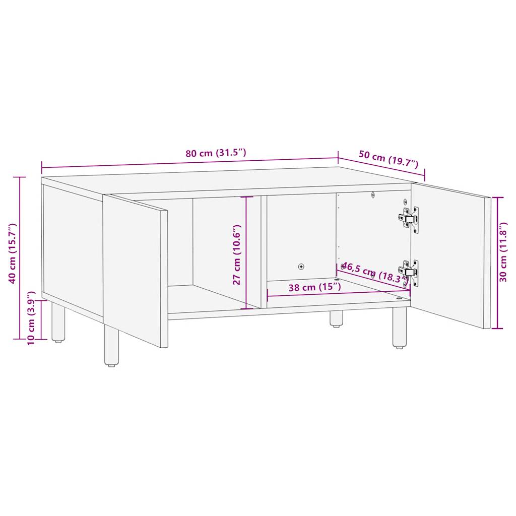 Salongbord Sofabord Tre Heltre Mango 80x50x40 cm