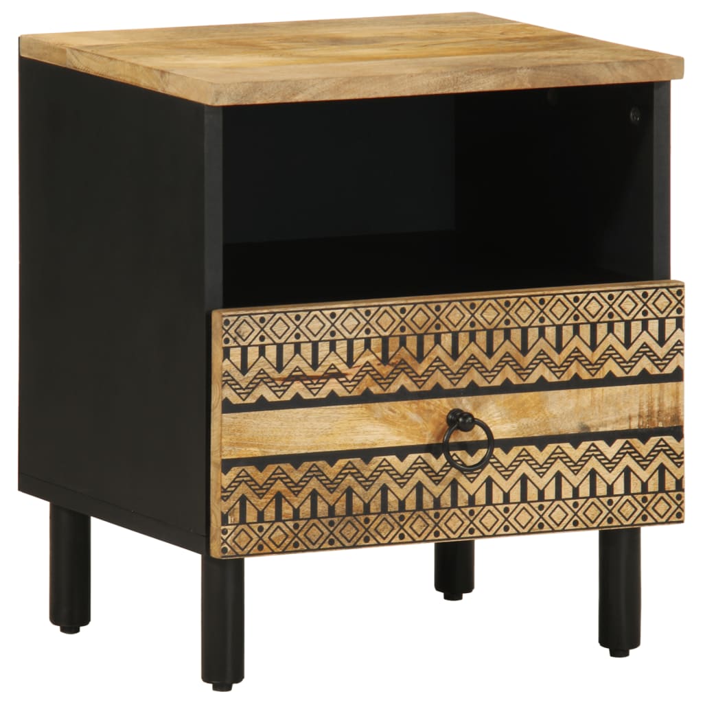 Nattbord Sengbord Svart 40x33x46 cm heltre mangotre