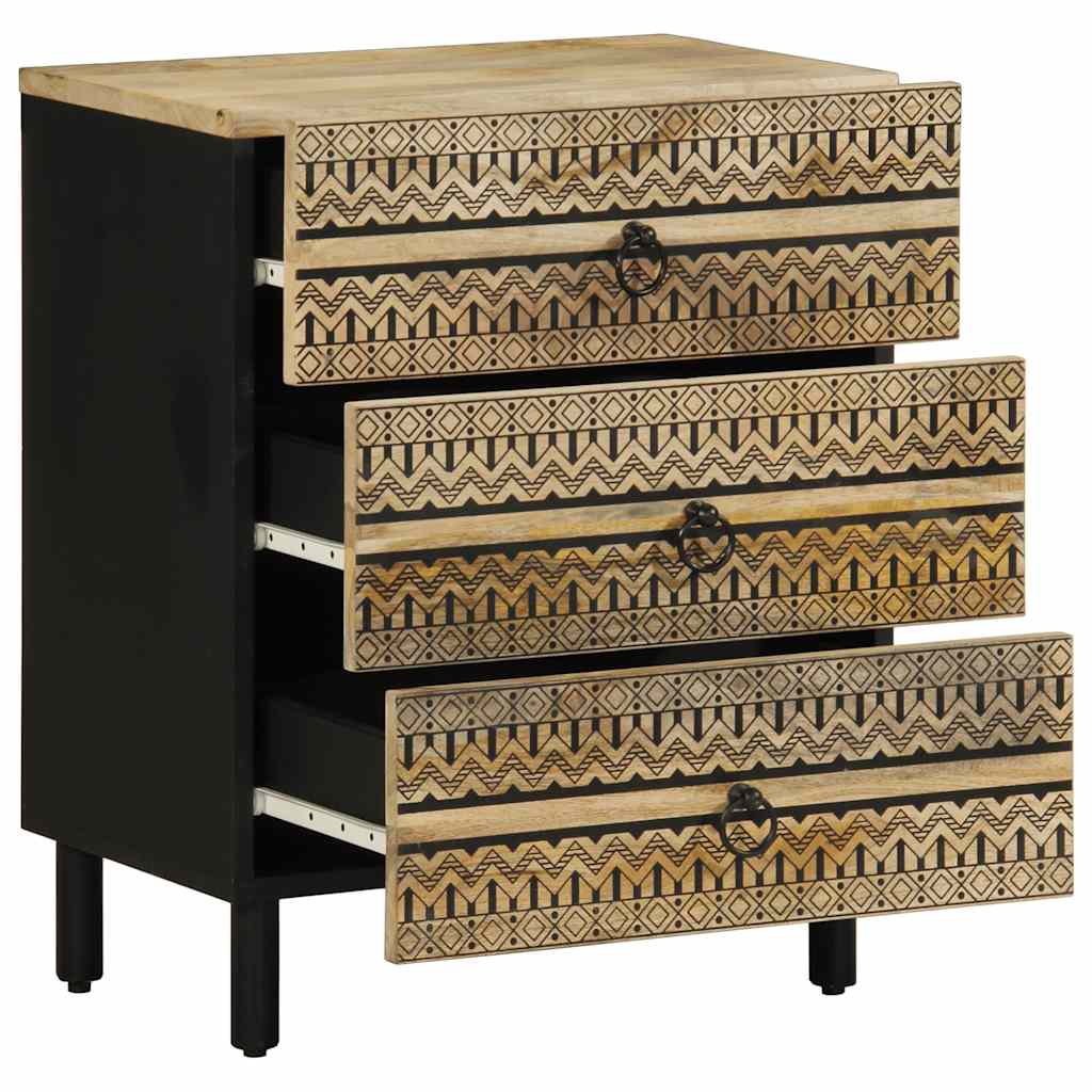 Nattbord Sengbord Svart 50x33x62 cm heltre mangotre