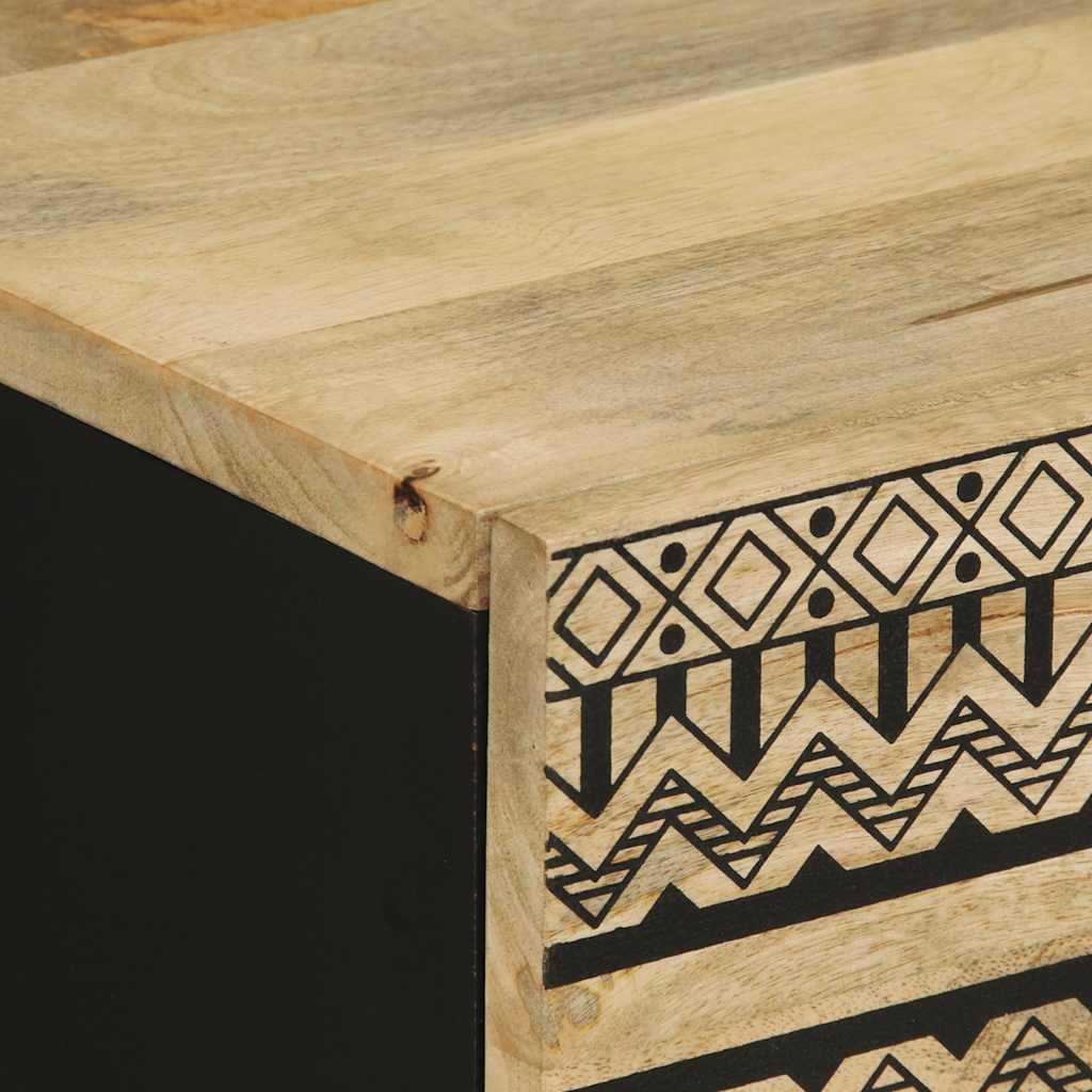 Nattbord Sengbord Svart 50x33x62 cm heltre mangotre