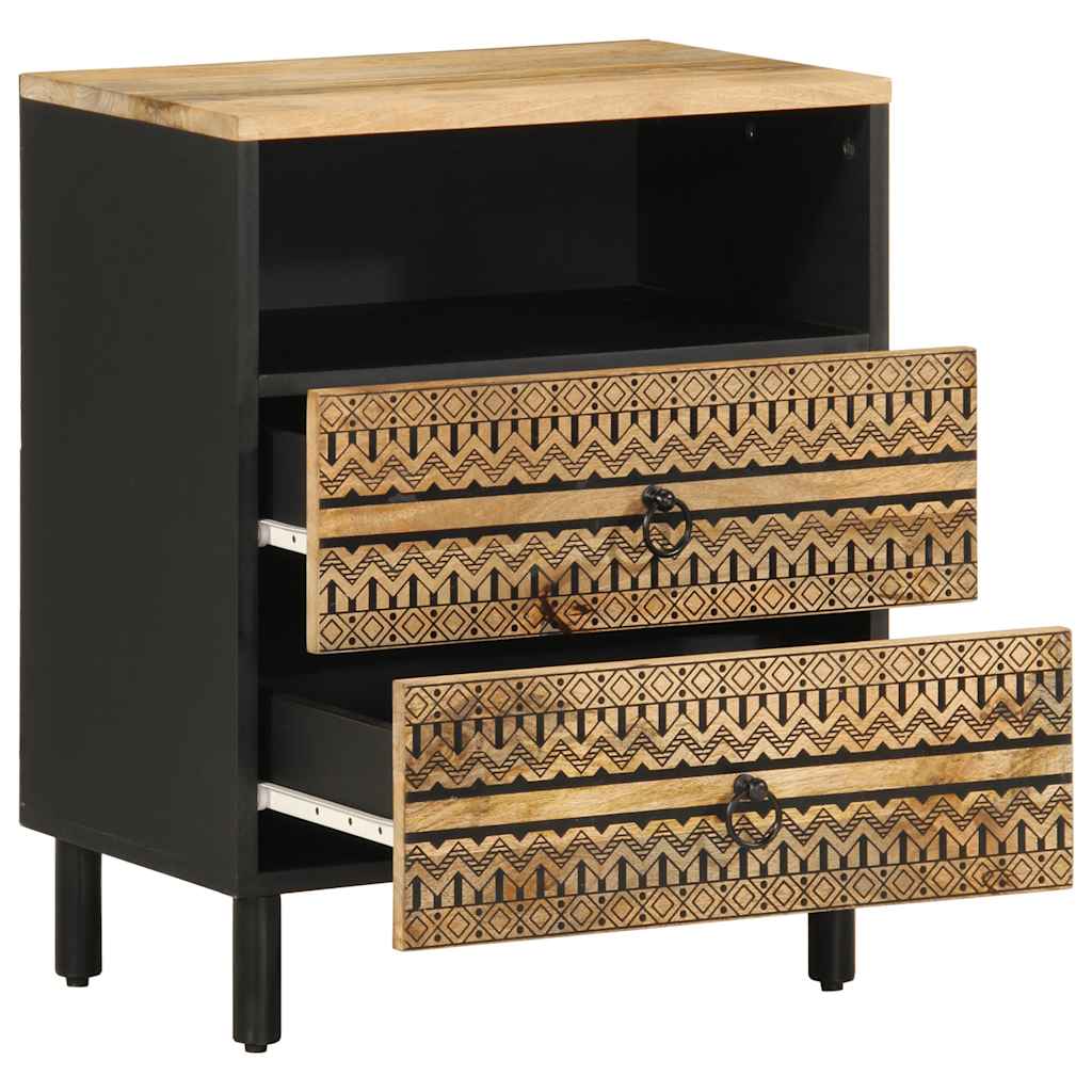 Nattbord Sengbord Svart 50x33x62 cm heltre mangotre