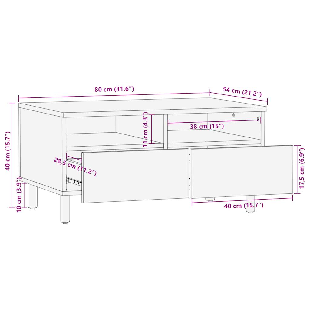 Salongbord Sofabord Svart 80x54x40 cm heltre mango