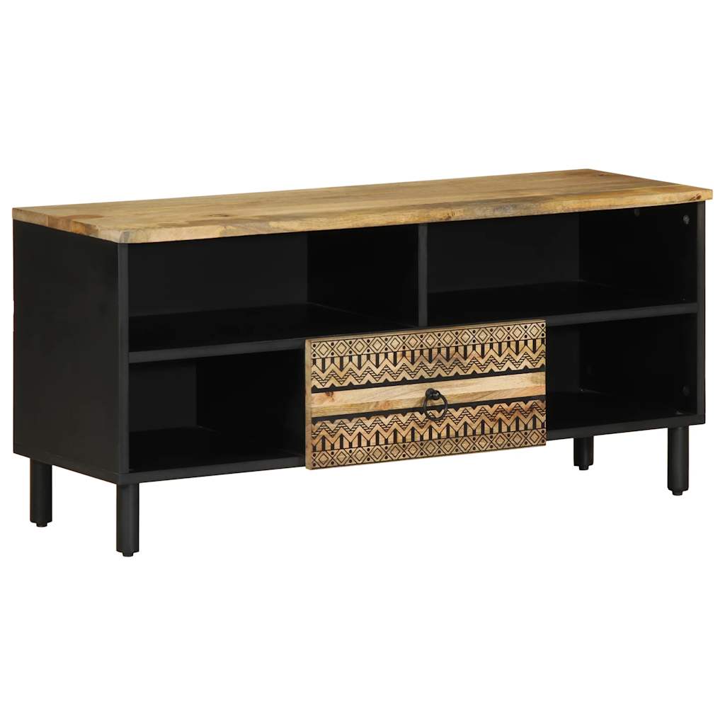 TV-Møbel Svart Tv-benk 100x33,5x46 cm grovt heltre mangotre
