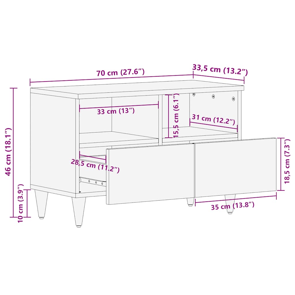 TV-Møbel Tre Tv-benk 70x33,5x46 cm heltre mango