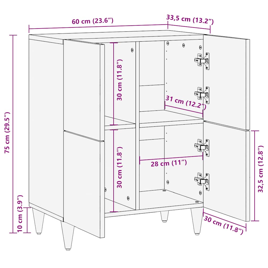 Skjenk Tre 60x33,5x75 cm heltre mango