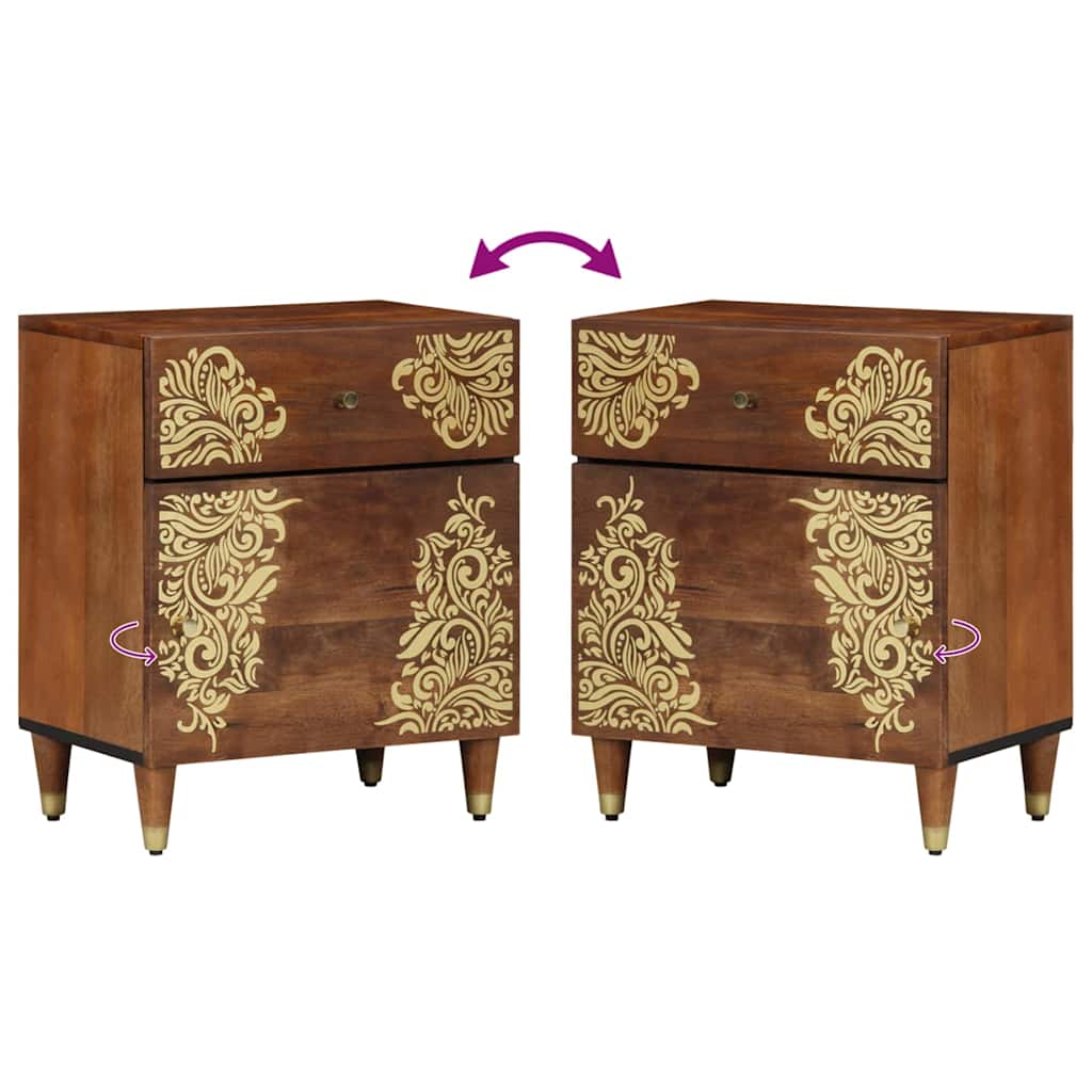 Nattbord Sengbord Honningbrun Nattbordskap med skuff 50 x 33 x 60 cm heltre mango