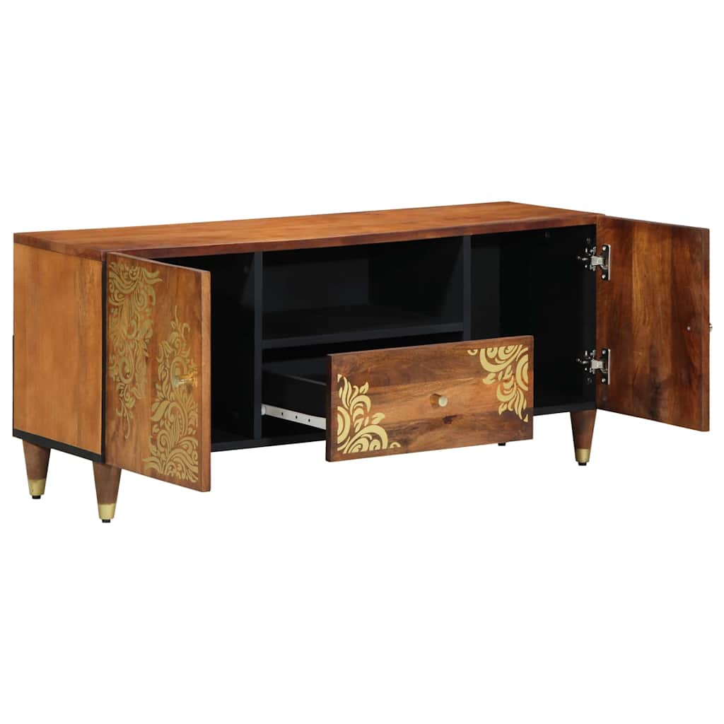 TV-Møbel Tre TV-Skap med skuff Brun 105 x 33.5 x 46 cm Massivt mangotre
