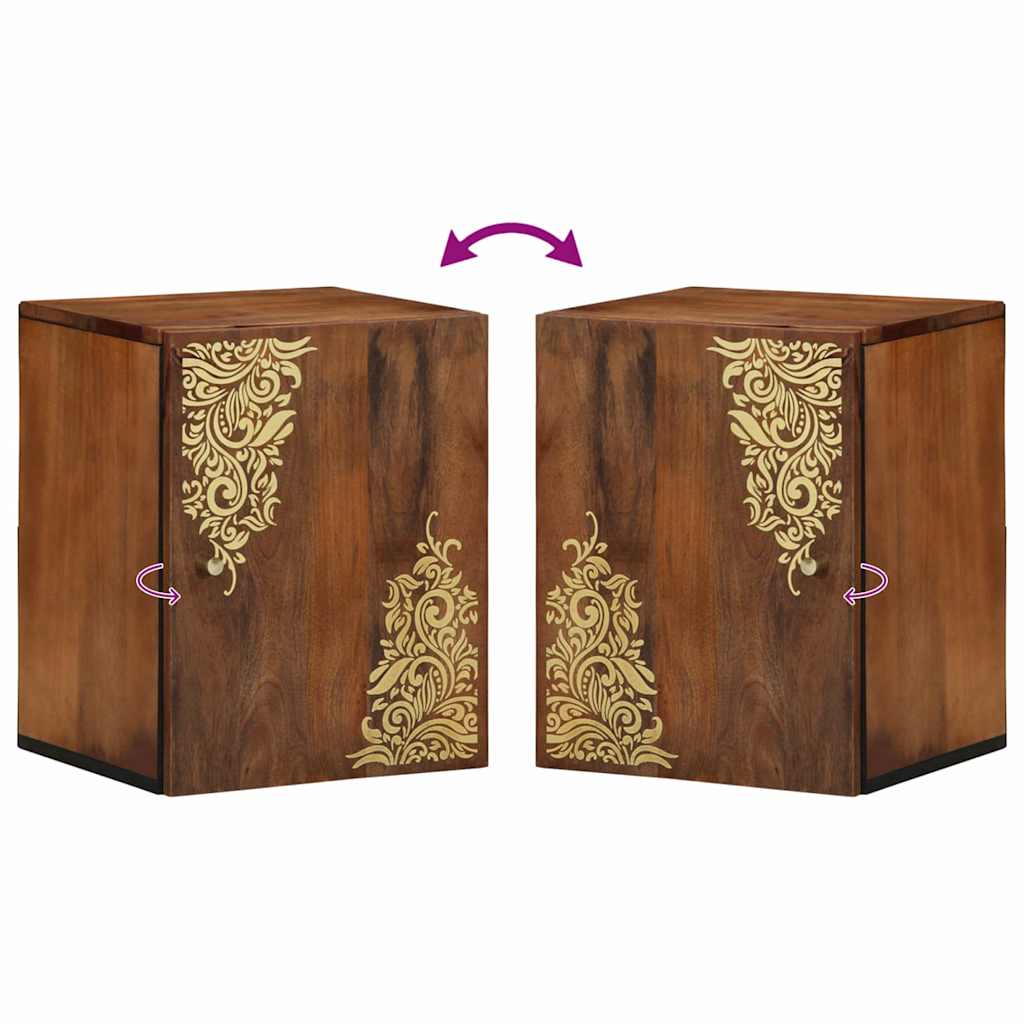 Badskap Veggmontert Brun 38 x 33.5 x 48 cm Massivt mangotre