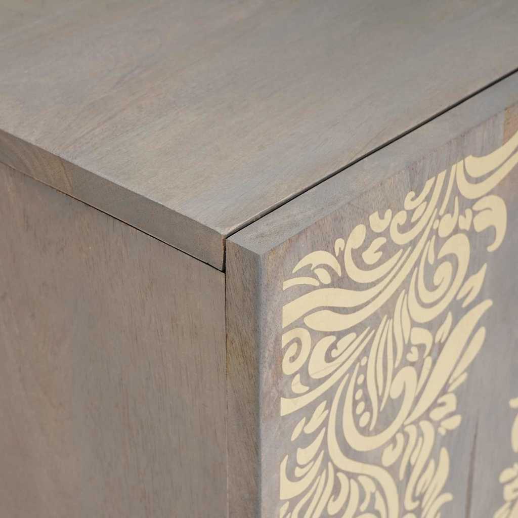 TV-Møbel Tre TV-Skap med dør Grå og Gull 105 x 33.5 x 46 cm Massivt mangotre