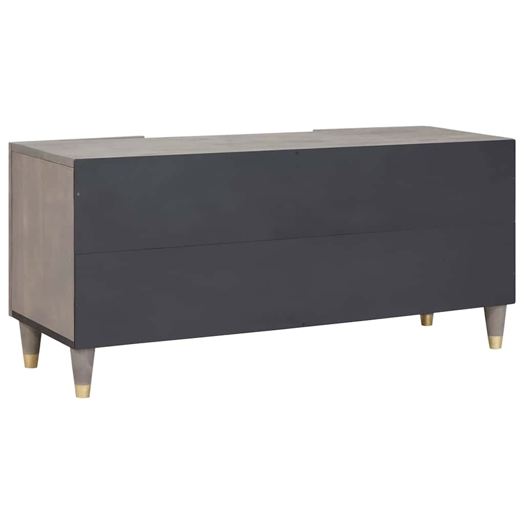 TV-Møbel Tre TV-Skap med dør Grå og Gull 105 x 33.5 x 46 cm Massivt mangotre