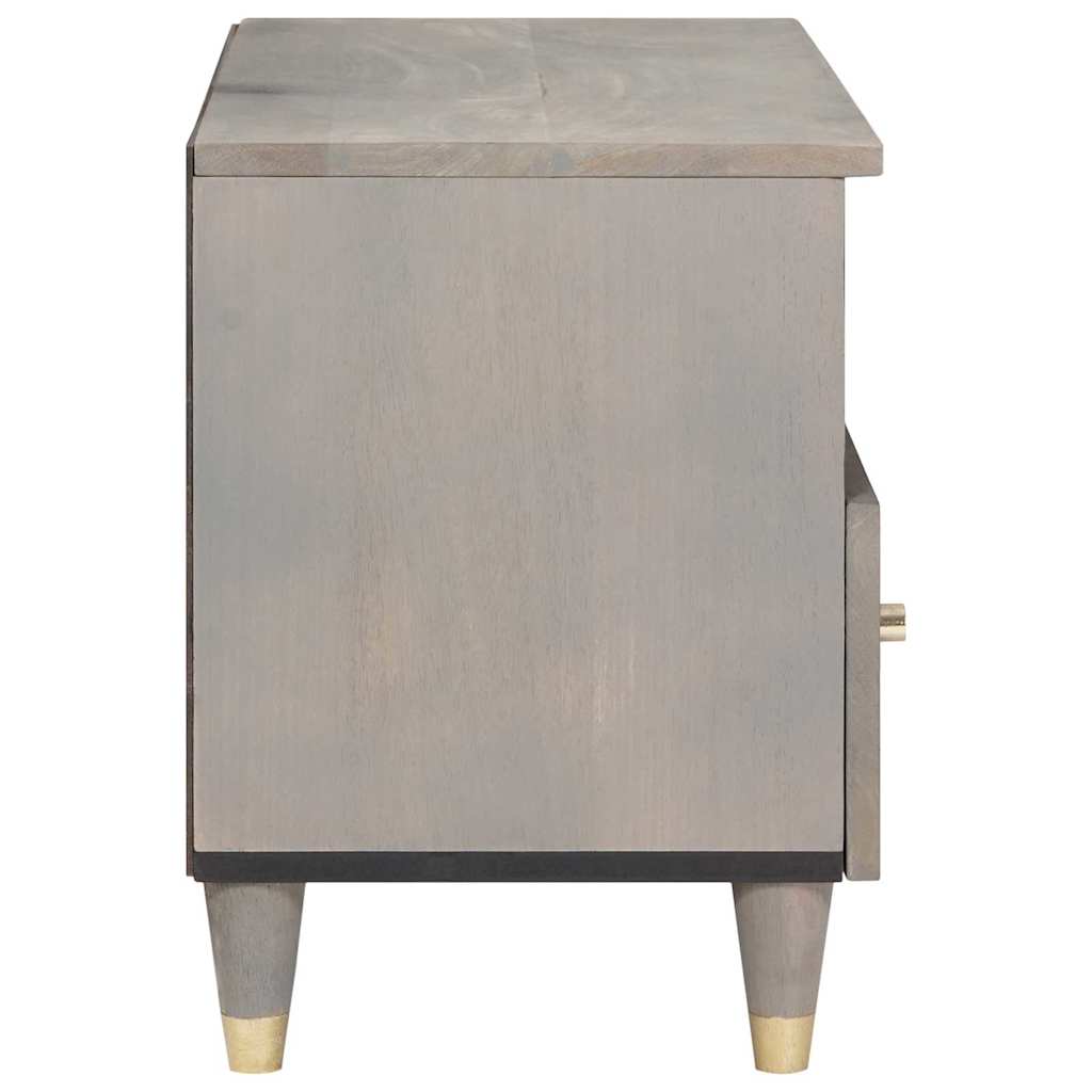 TV-Møbel Tre TV-Skap med hylle med lagring Grå og Gull Massivt mangotre