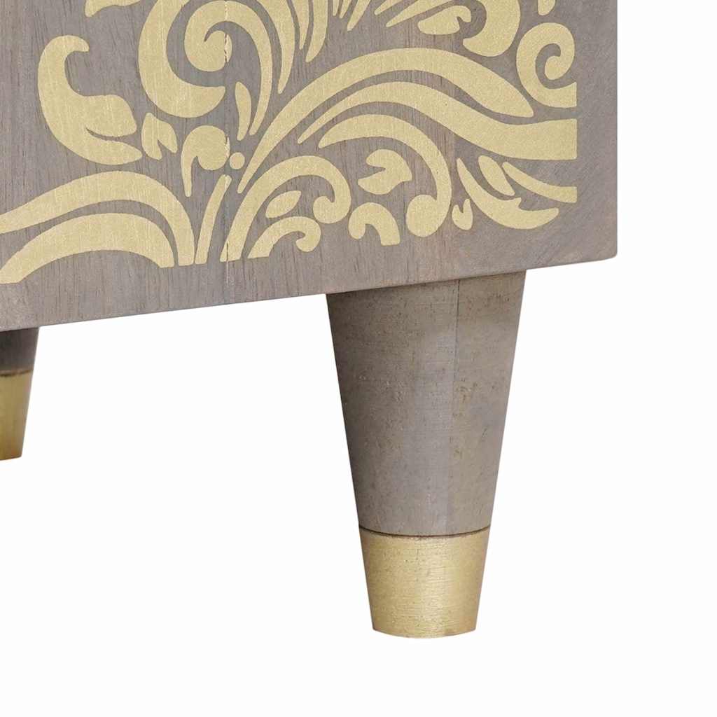 TV-Møbel Tre TV-Skap med dør Grå og Gull 80 x 31.5 x 46 cm Massivt mangotre