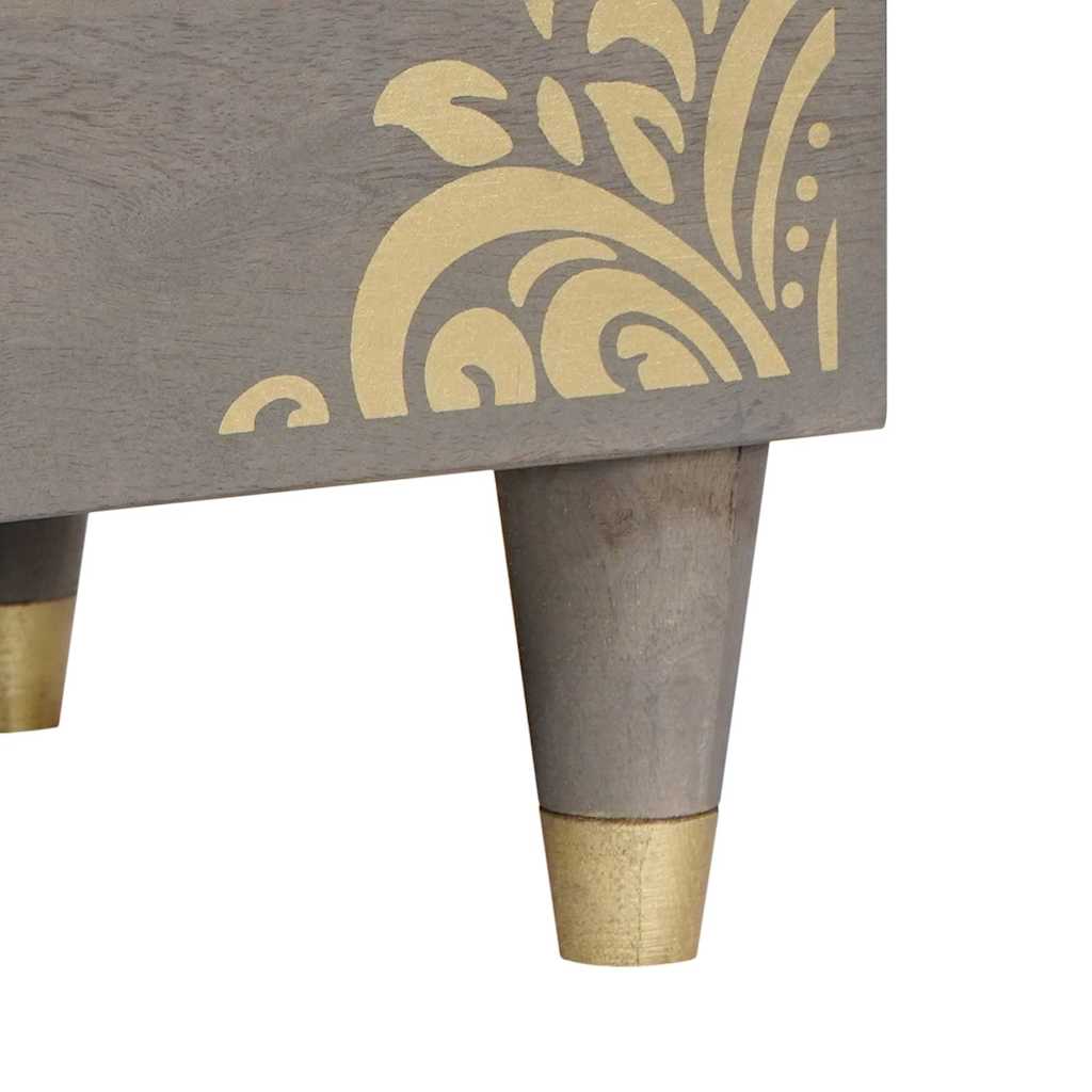 TV-Møbel Tre TV-Skap Grå og Gull 80 x 33.5 x 46 cm Massivt mangotre