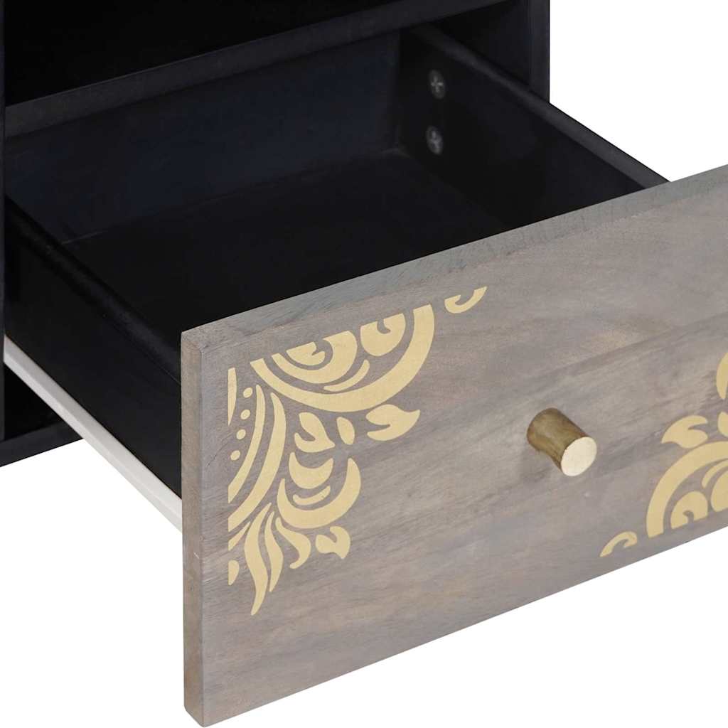 TV-Møbel Tre TV-Skap Grå og Gull 100 x 33.5 x 46 cm Massivt mangotre