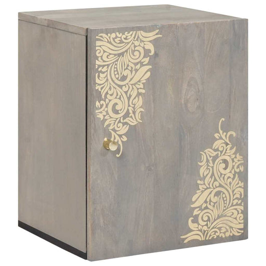 Baderomsskap veggskap med dør Grå 38 x 33 x 48 cm Massivt mangotre