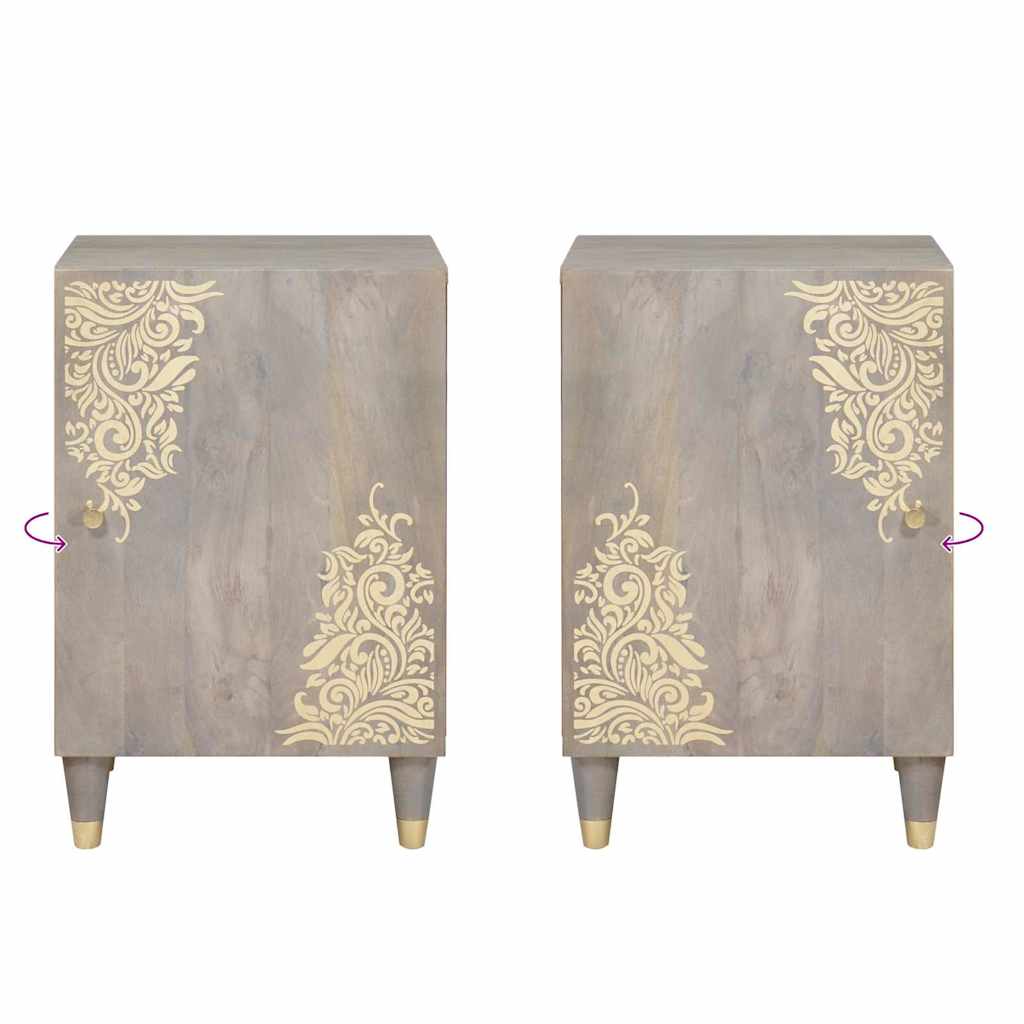 Baderomsskap med lagring Grå 38 x 33 x 58 cm Massivt mangotre