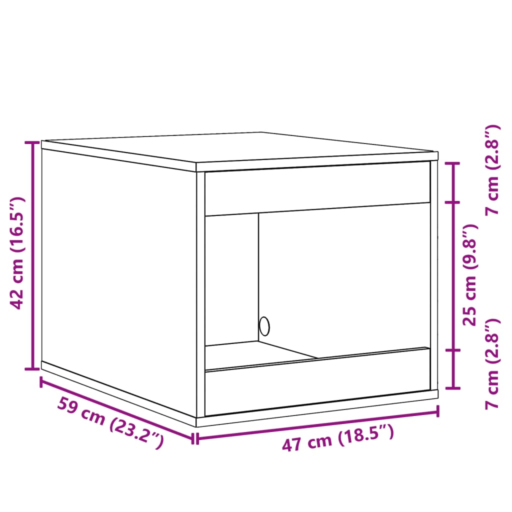 Skap til kattetoalett gammelt tre 47x59x42 cm konstruert tre