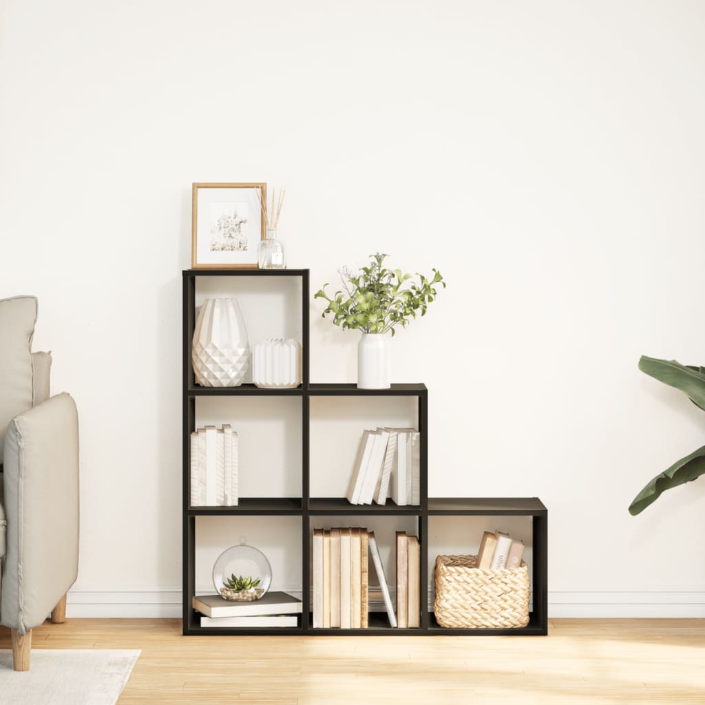 Bokhylle Svart 3 etasjer 99x29x99 cm