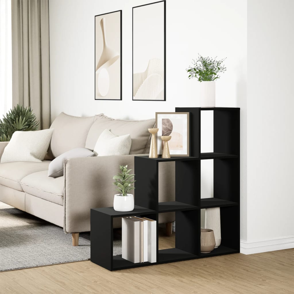 Bokhylle Svart 3 etasjer 99x29x99 cm