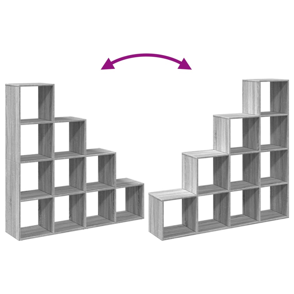 Bokhylle Sonoma Grå 4 etasjer 131,5x29x131,5 cm