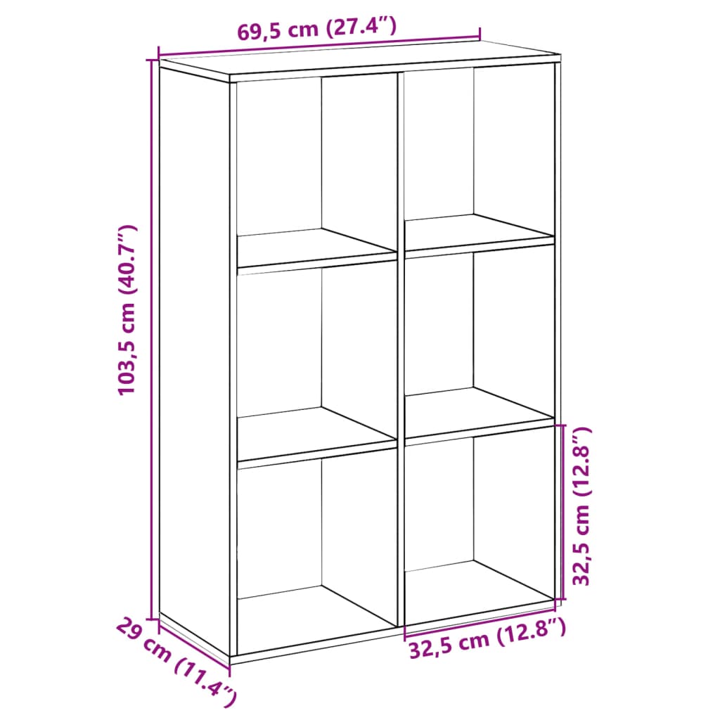 Bokhylle Sonoma Eik 69,5x29x103,5 cm