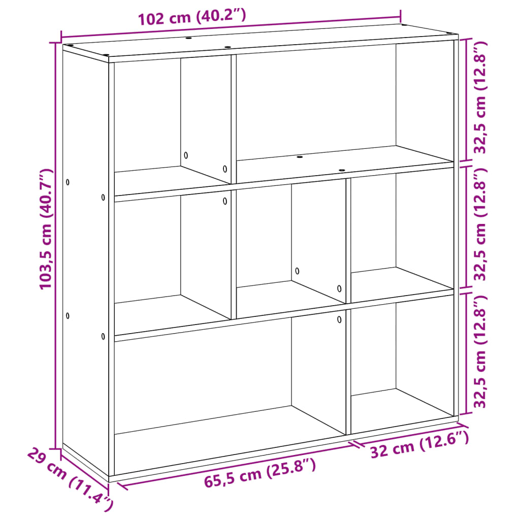 Bokhylle Svart 102x29x103,5 cm