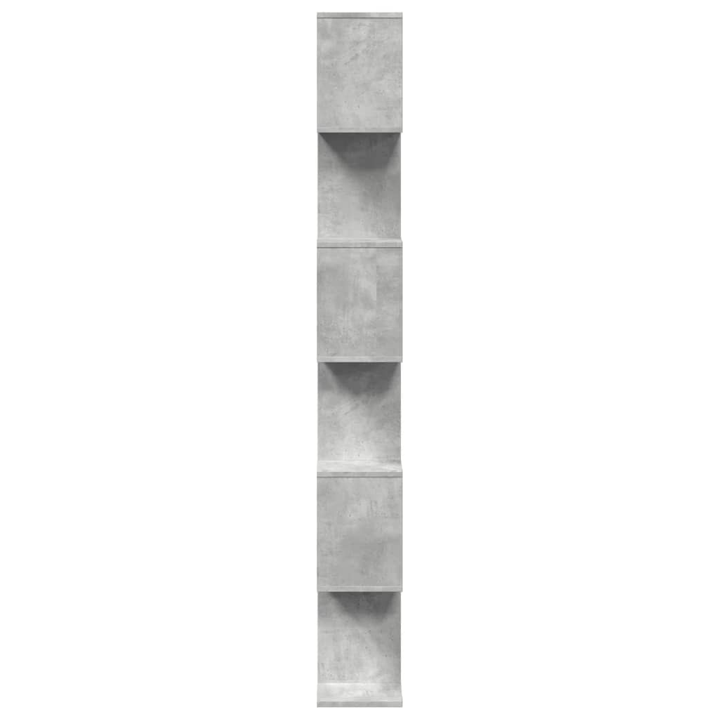 Bokhylle Betonggrå 6 lag 70x24x193 cm