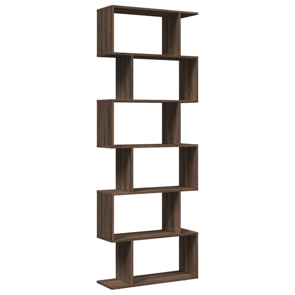 Bokhylle Brun Eik Romdeler 6 lag 70x24x193 cm