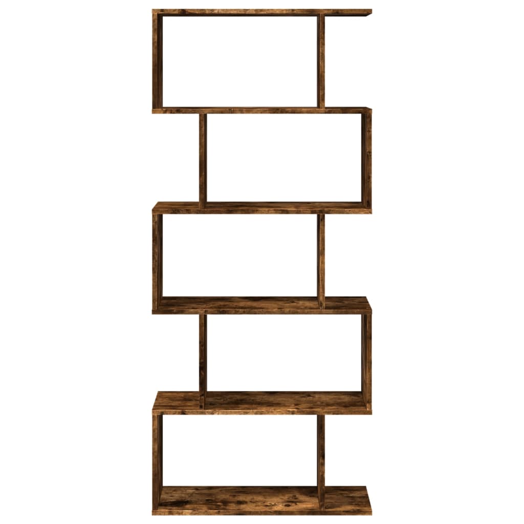 Romdeler bokhylle 5 lag røkt eik 70x24x161 cm konstruert tre