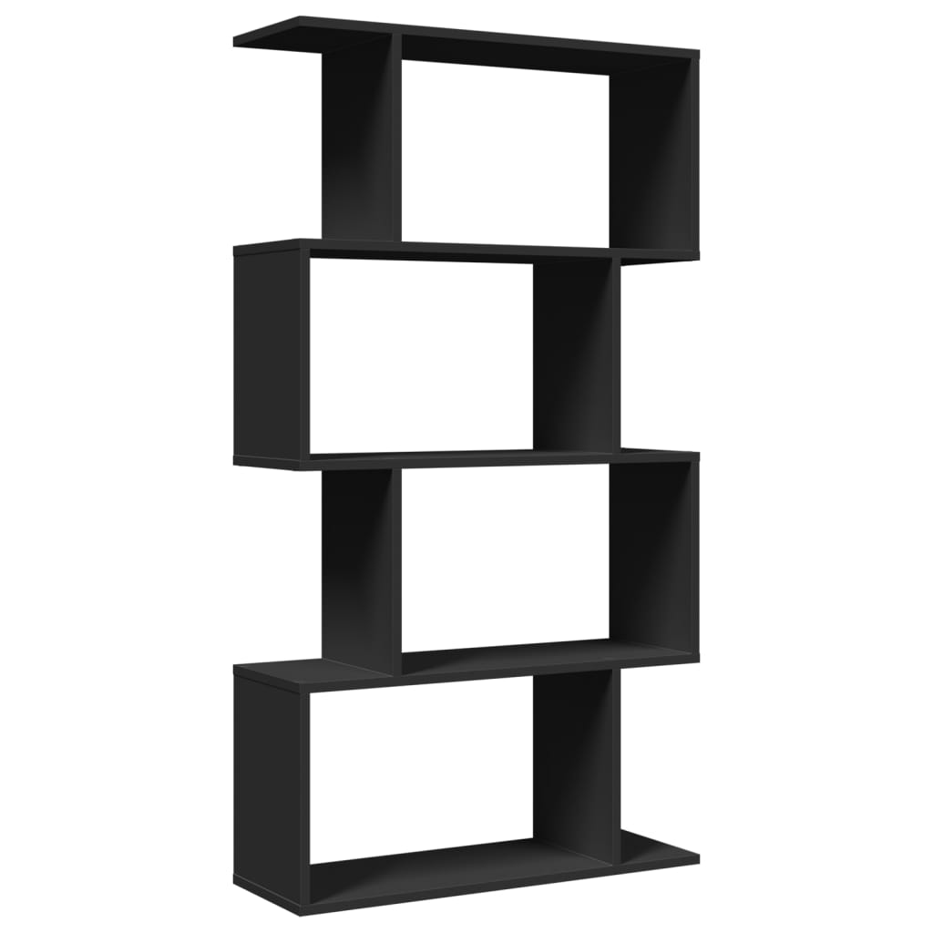 Bokhylle Svart 4 etasjer 70x24x129 cm