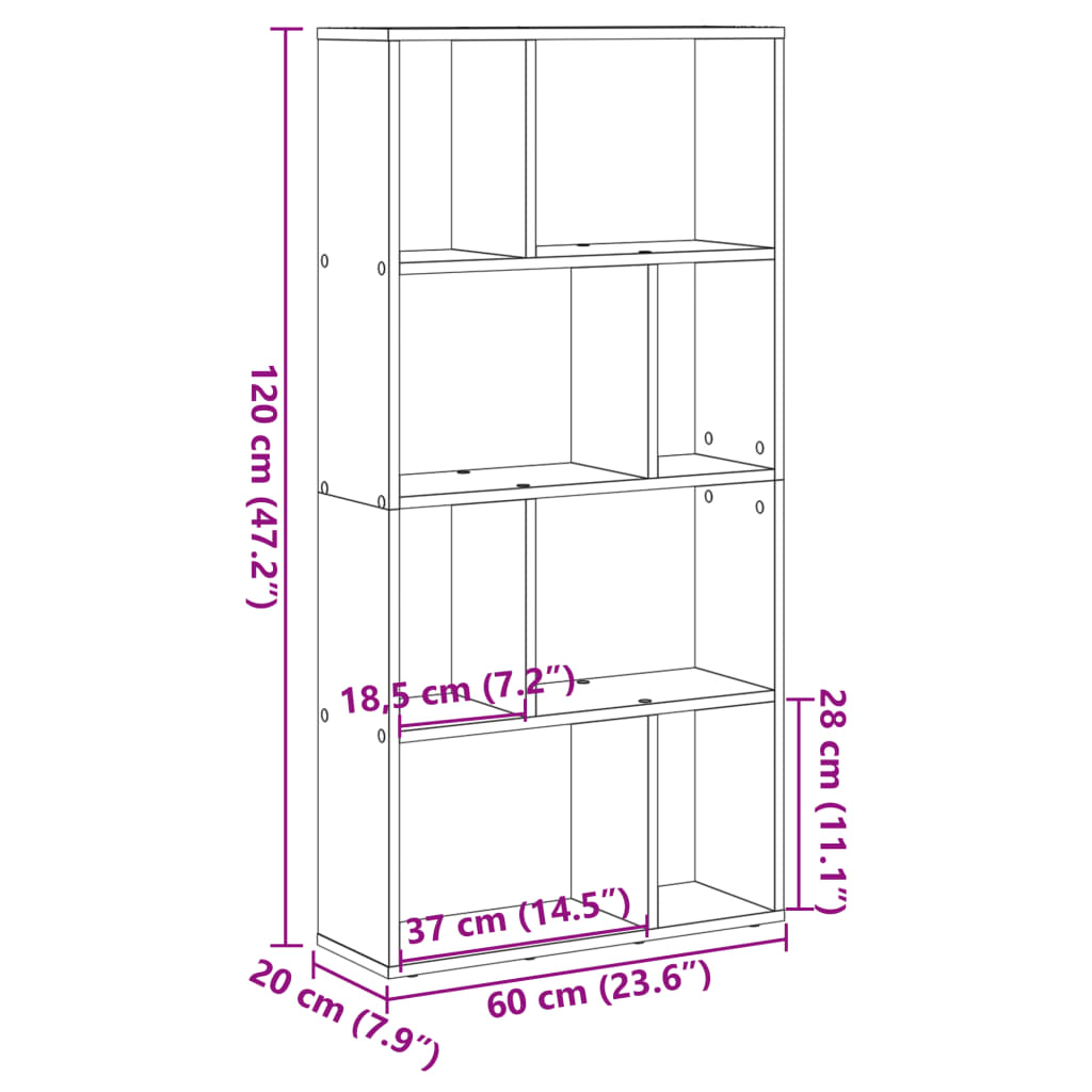 Bokhylle Sonoma Eik 60x20x120 cm