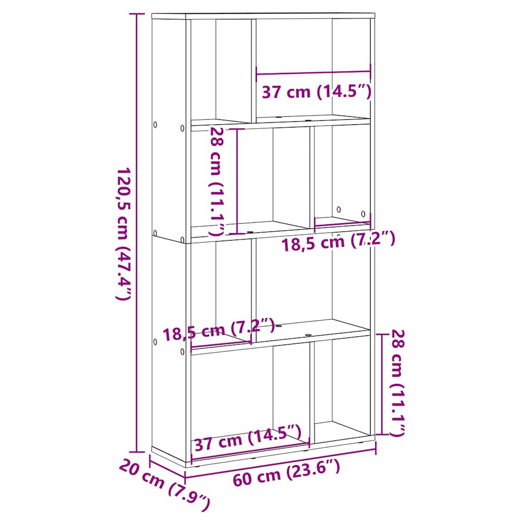 Bokhylle Gammelt Tre 60x20x120,5 cm