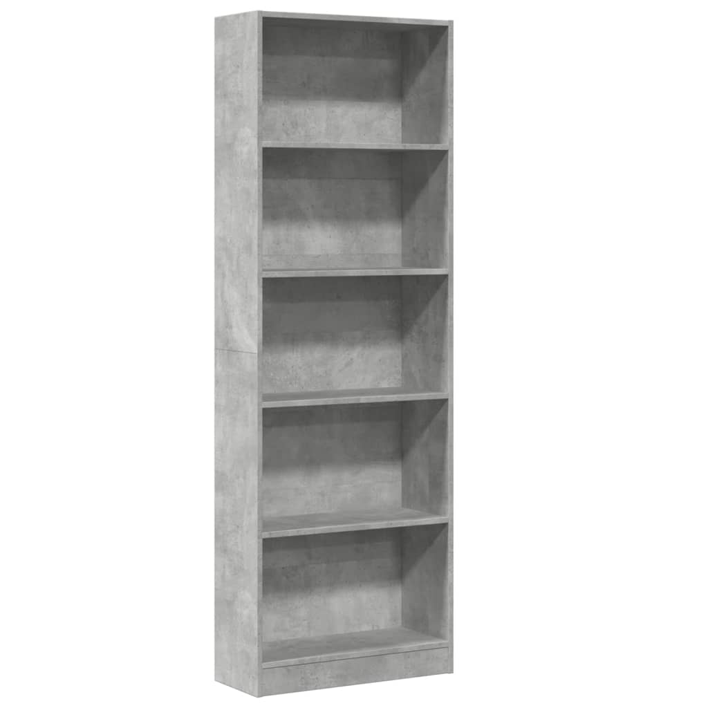 Bokhylle Betonggrå 60x24x176 cm