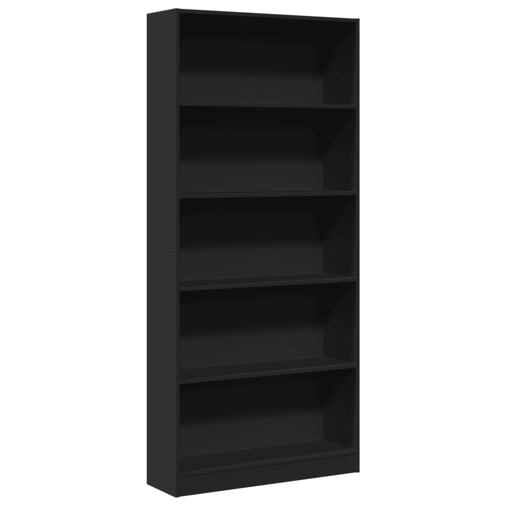 Bokhylle Svart 80x24x176 cm