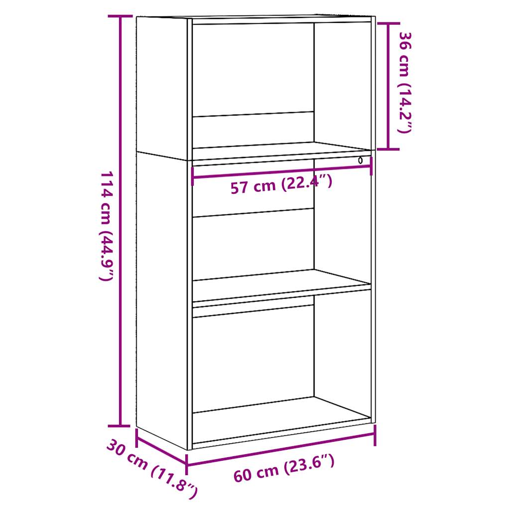 Bokhylle Gammelt Tre 60x30x114 cm