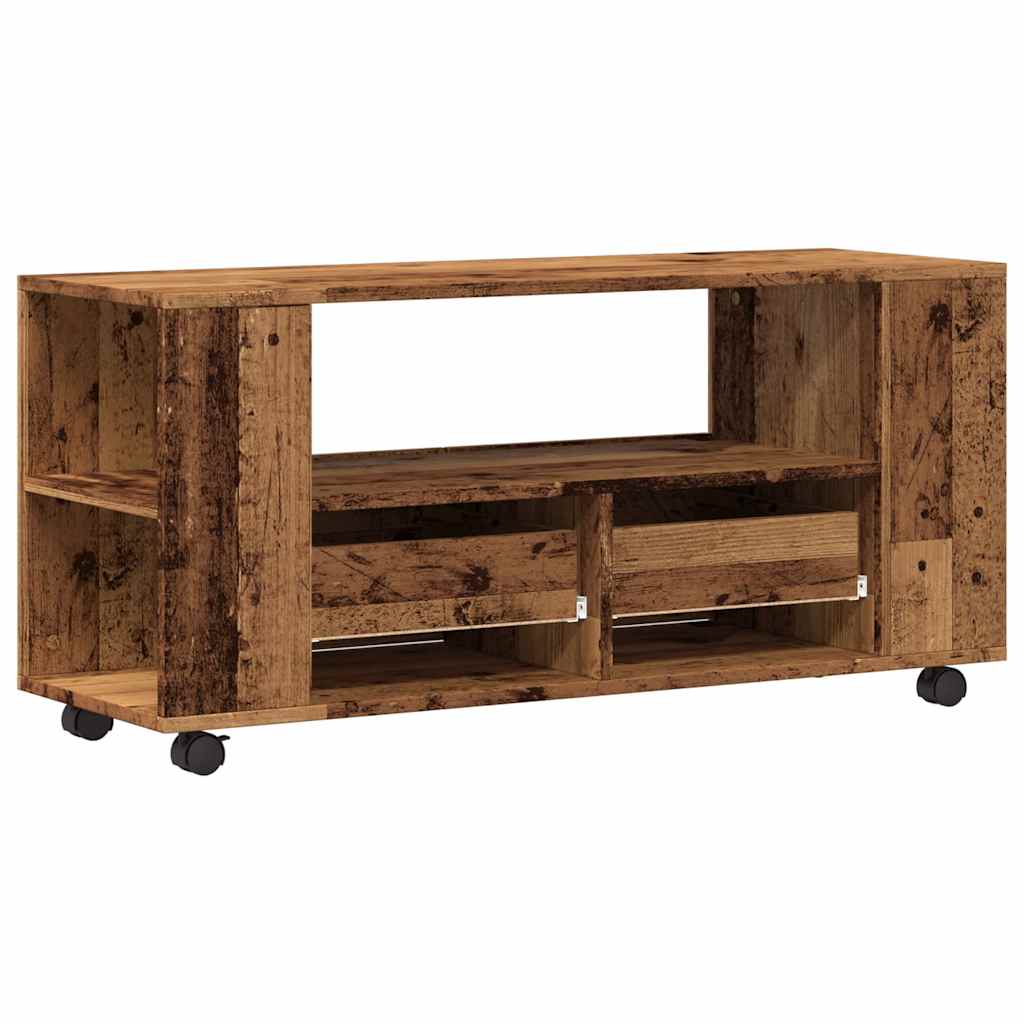 TV-Møbel Gammelt Tre TV-benk med hjul 102x34,5x43 cm