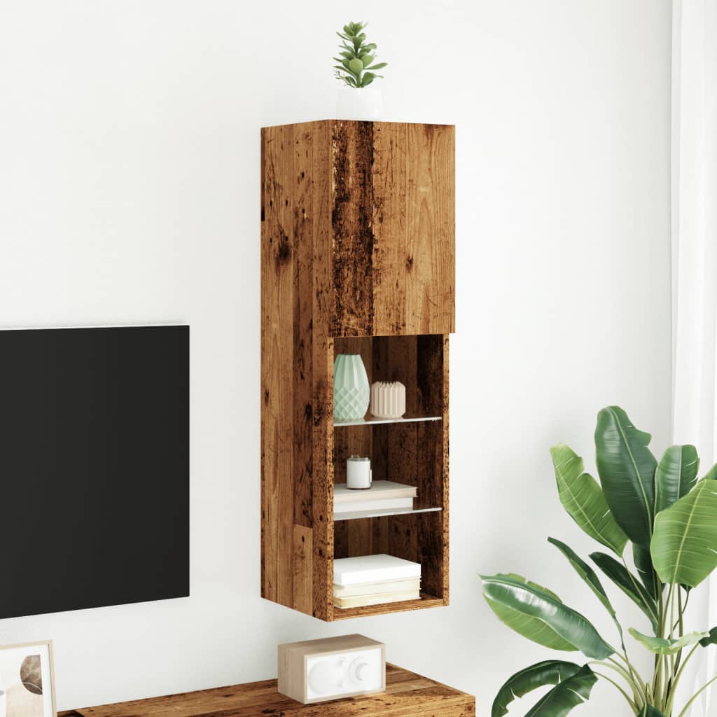 TV-Møbel Gammelt Tre Tv-benk med LED-lys 30,5x30x102 cm