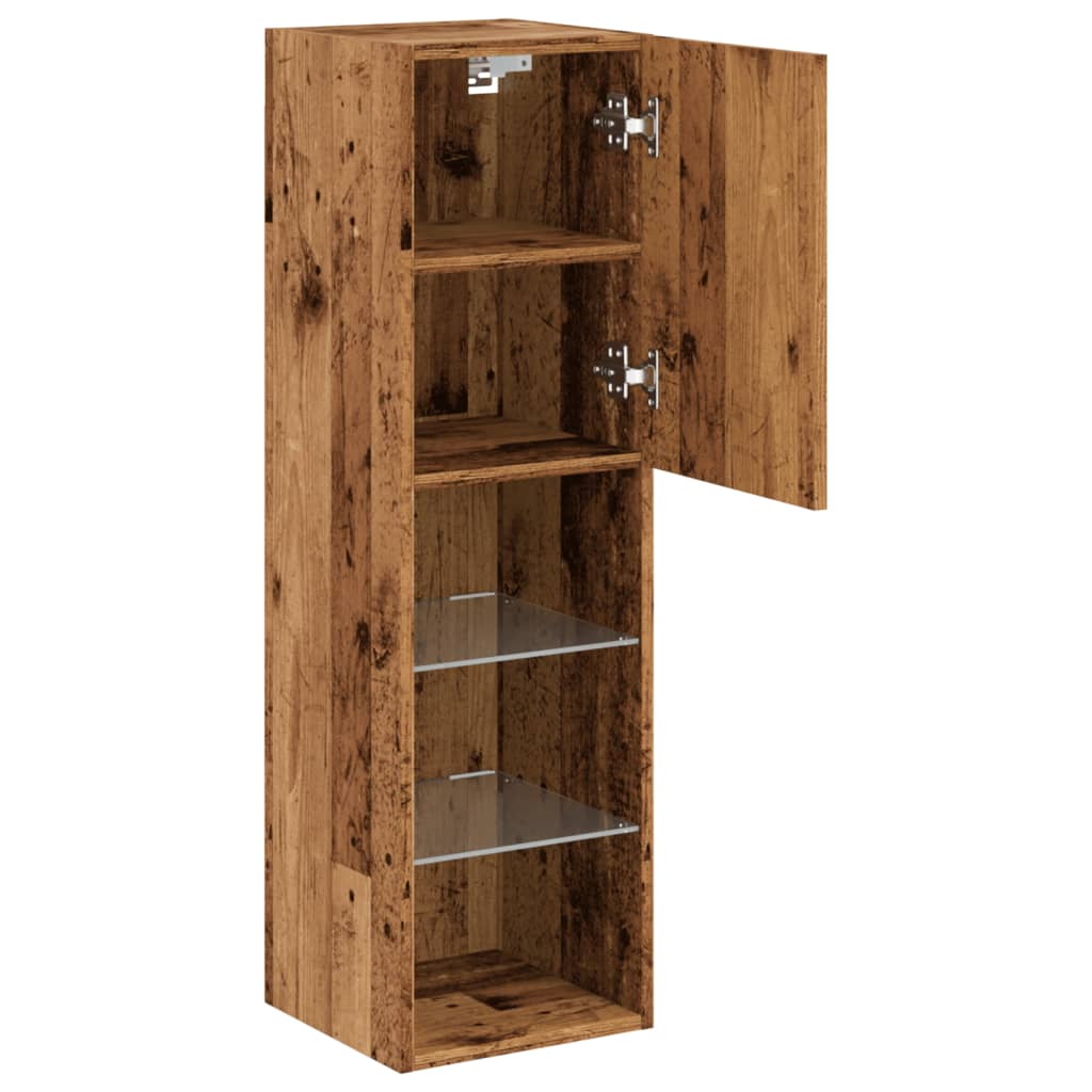 TV-Møbel Gammelt Tre Tv-benk med LED-lys 30,5x30x102 cm