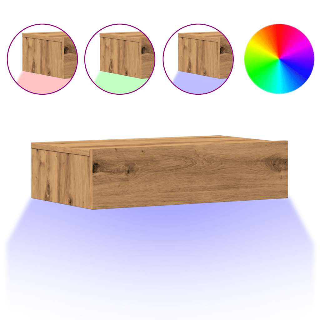 TV-Møbel Artisan Eik Tv-benker med LED-lys 2 stk 60x35x15,5 cm