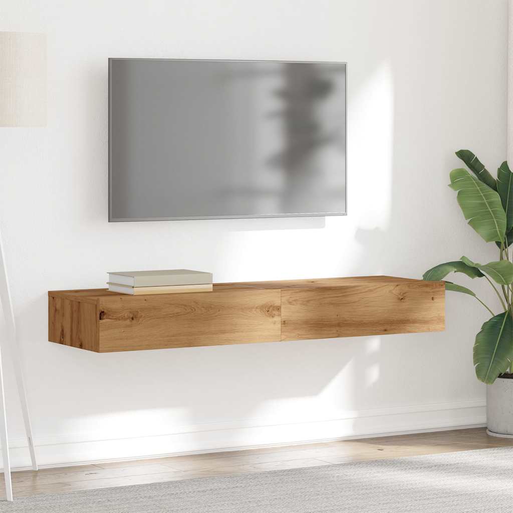 TV-Møbel Artisan Eik Tv-benker med LED-lys 2 stk 60x35x15,5 cm