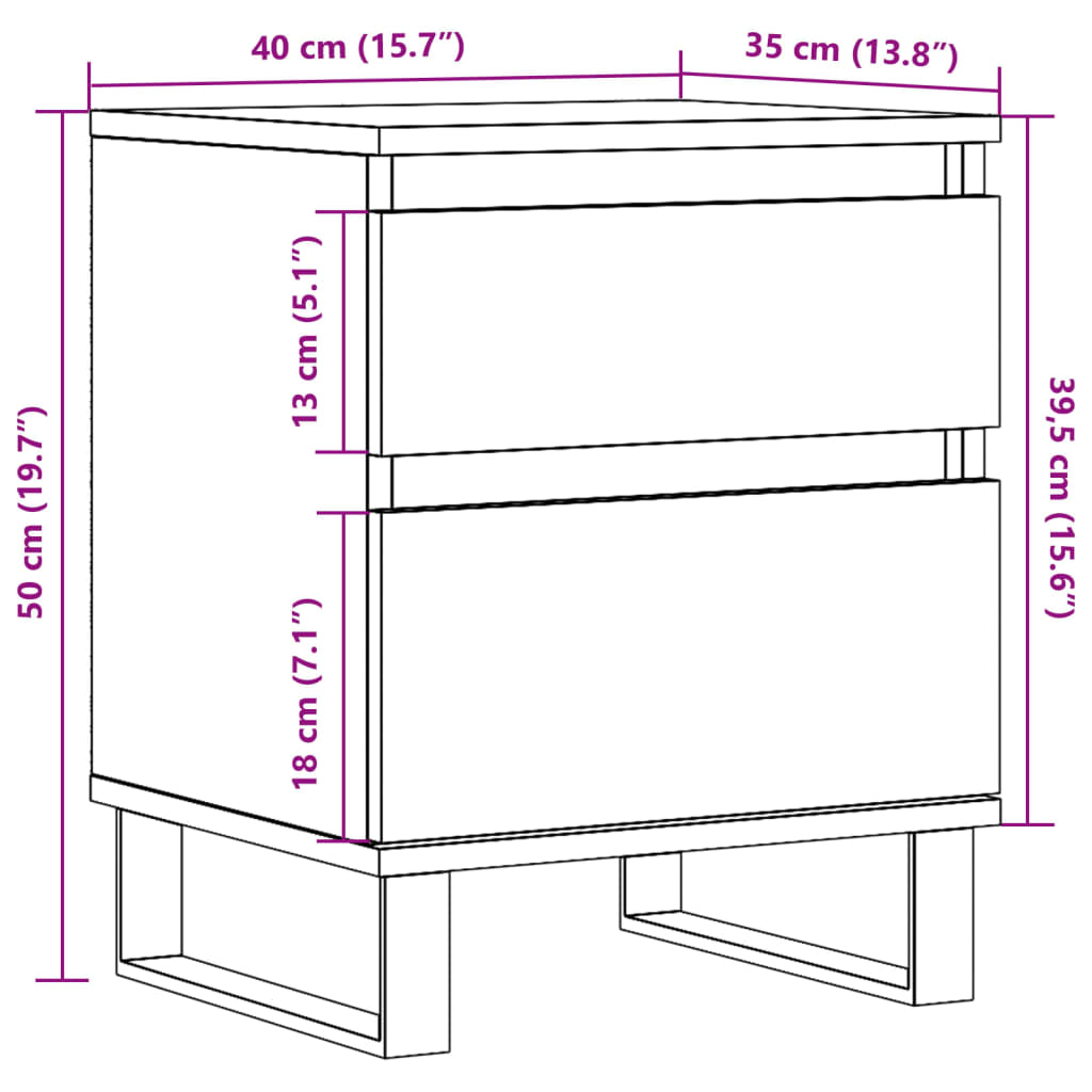 Nattbord Sengbord Artisan Eik 40x35x50 cm