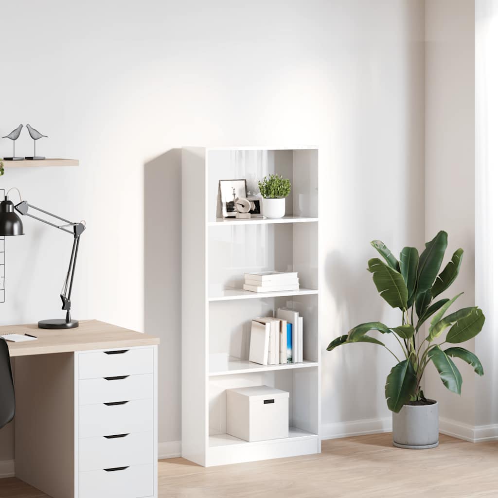 Bokhylle Høyglans Hvit 60x24x143 cm