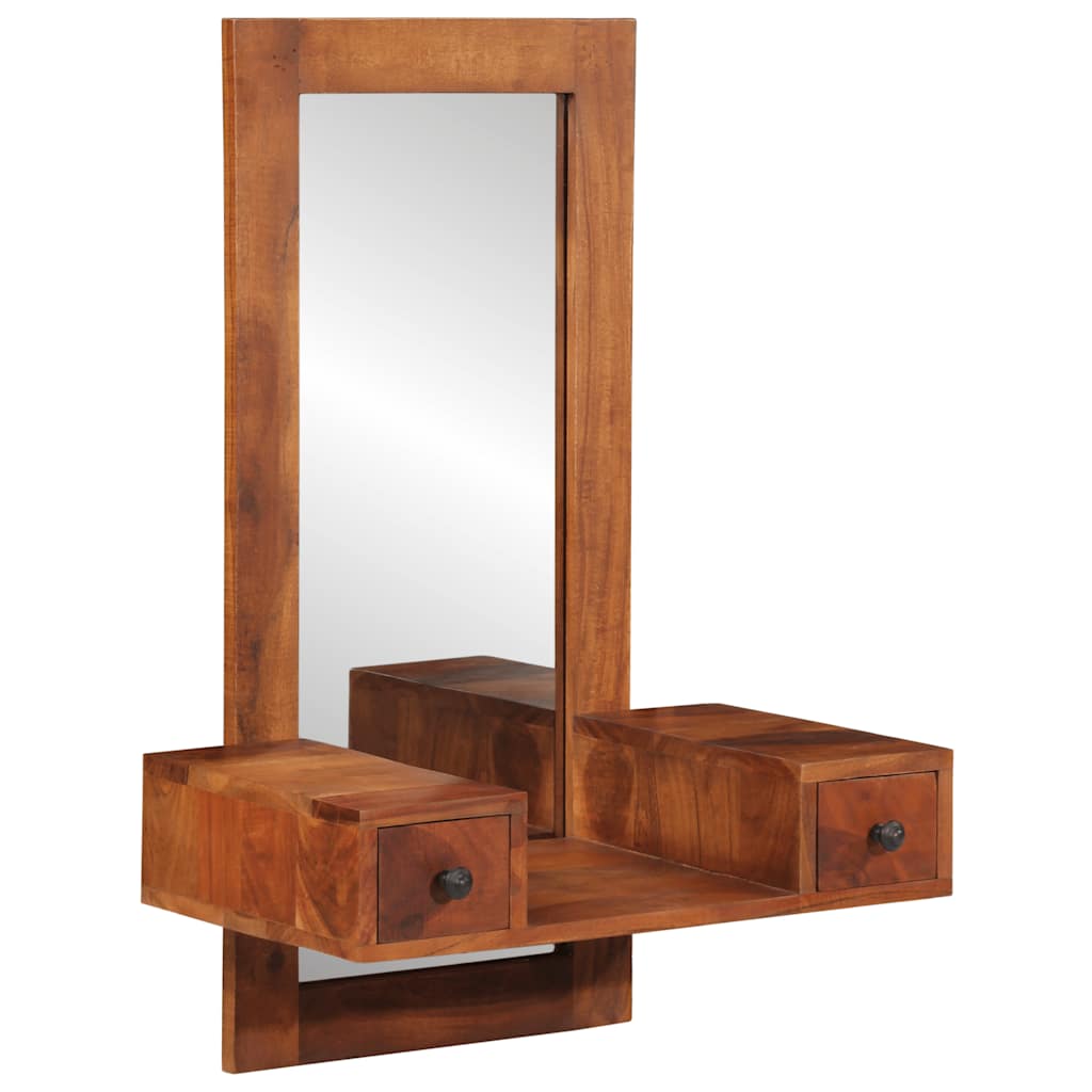 Veggspeil heltre akasie med skuffer 60x33x90 cm heltre akasie