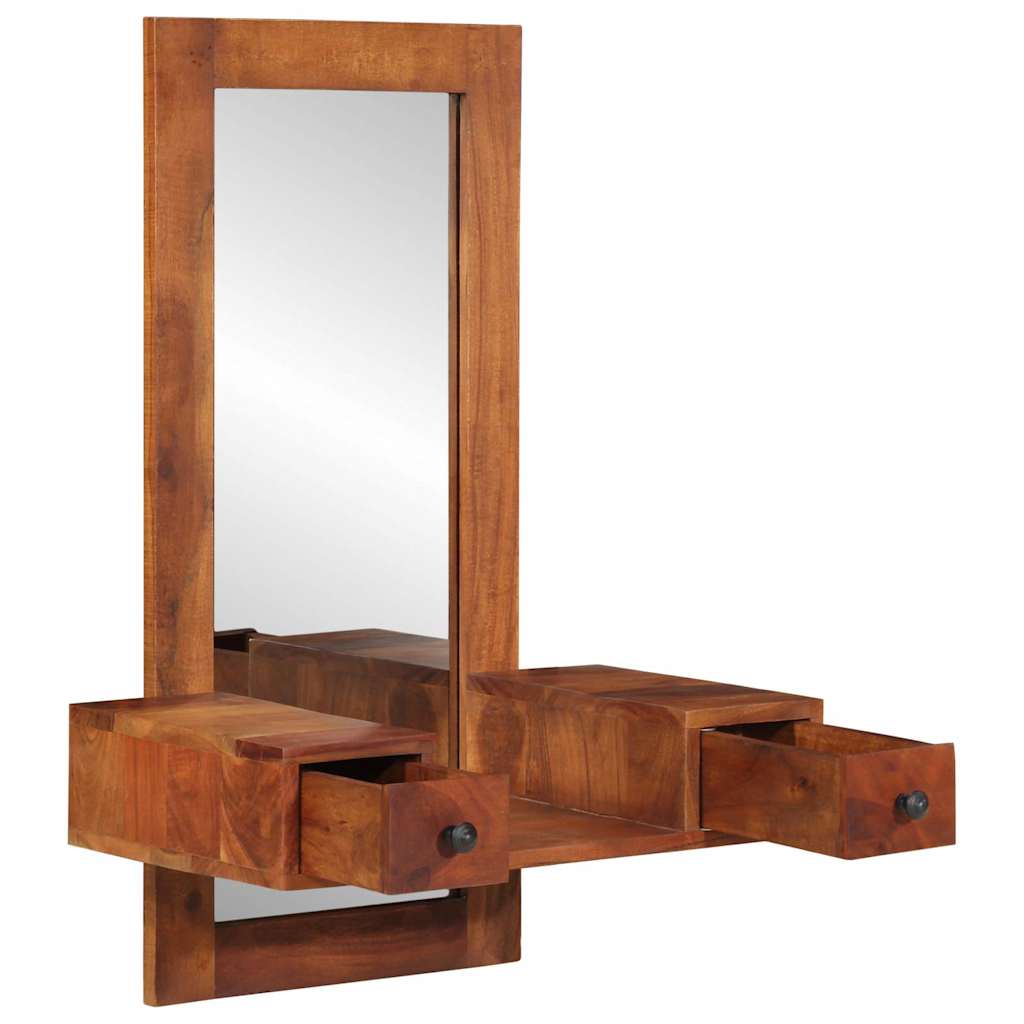 Veggspeil heltre akasie med skuffer 60x33x90 cm heltre akasie